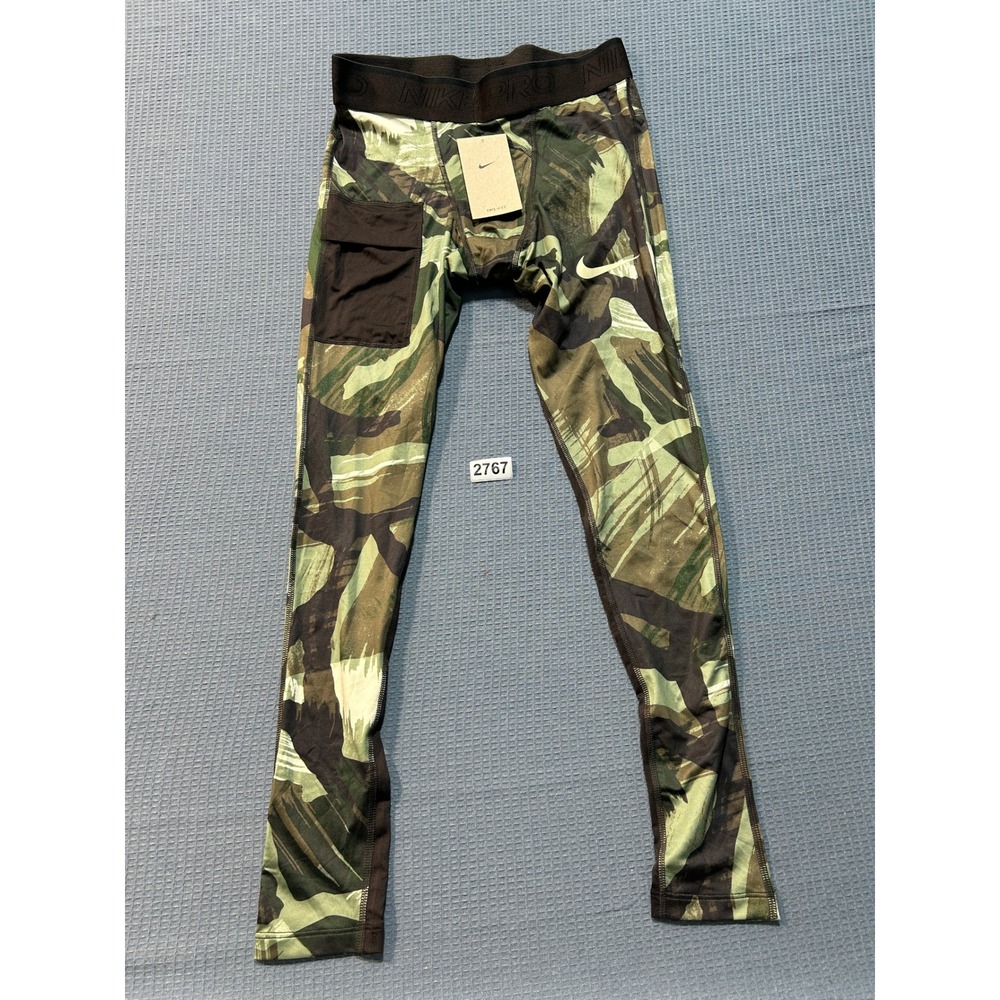 Nike Pro Camo Training Tights Mens Medium Green DQ8363-386 New